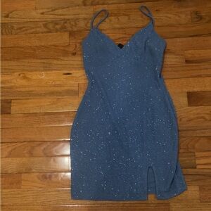 Elegant Blue Glitter Dress